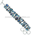 Labradorite And Swiss Blue Topaz Gemstone 925 Sterling Silver Bracelet